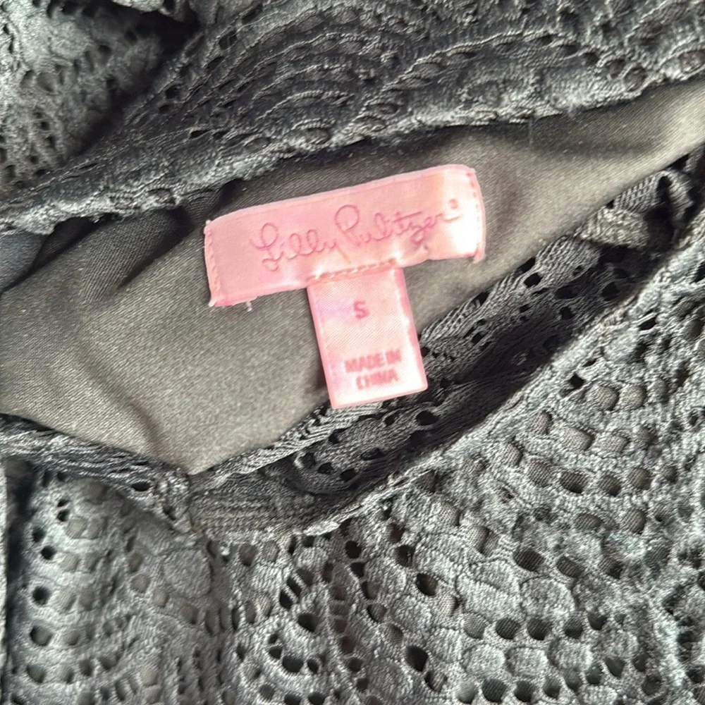 Lilly Pulitzer Jade Dress Black Scalloped Shell Lace W1527 Sz 8 - Picture 7 of 11